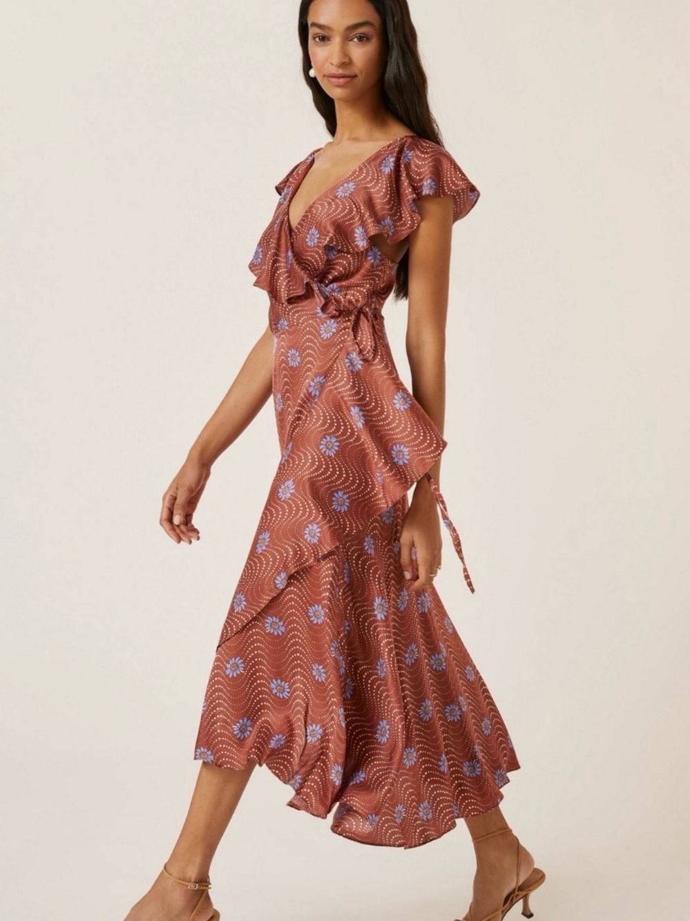 Anthropologie Midi Wrap Dress Floral Print — 2X